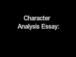Character Analysis Essay: