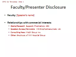Faculty/Presenter Disclosure
