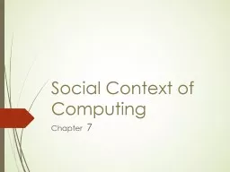 Social Context of Computing