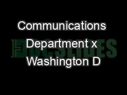 Communications Department x Washington D