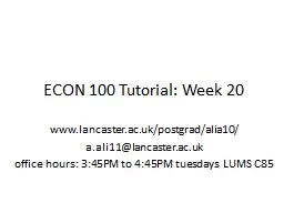 ECON 100 Tutorial: Week 20