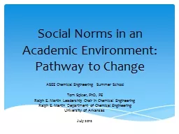 Social Norms in an Academic Environment:  Pathway to Change