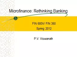 Microfinance: Rethinking Banking
