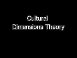 Cultural Dimensions Theory