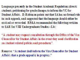 Language presently in the Student Academic Regulations dire
