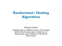 Randomized / Hashing Algorithms