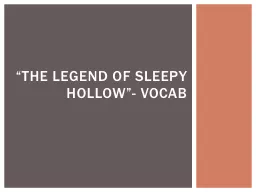 “The Legend of sleepy hollow”- vocab