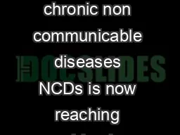 Indian J Med Res  March  pp   Editorial The prevalence of chronic non communicable diseases