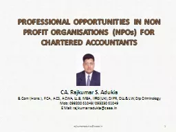 PROFESSIONAL OPPORTUNITIES IN NON PROFIT ORGANISATIONS (NPO
