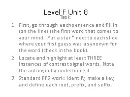 Level F Unit 8