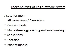 Therapeutics of Respiratory System