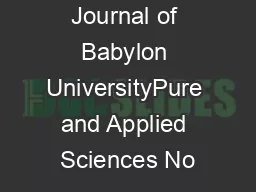 Journal of Babylon UniversityPure and Applied Sciences No