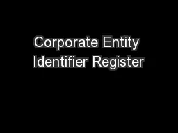 Corporate Entity Identifier Register