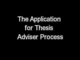The Application for Thesis Adviser Process
