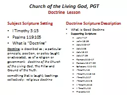 Church of the Living God, PGT