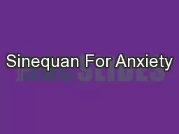 Sinequan For Anxiety