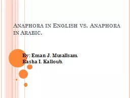 Anaphora in English vs. Anaphora