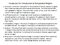 Vocabulary for introduction to Comparative Religion