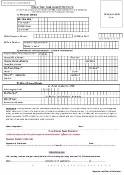 Know Your CustomerKYC Form To be filled in black ink with BLOCK LETTERS