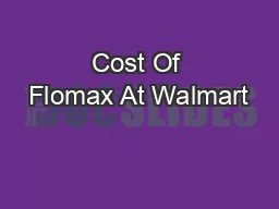 Cost Of Flomax At Walmart