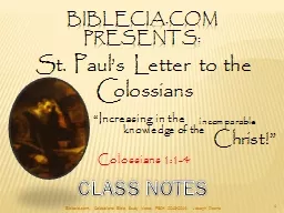 Biblecia.com. Colossians Bible Study Notes. FBCH 2013-2014.