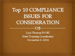 Top 10 COMPLIANCE ISSUES FOR CONSIDERATION
