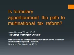 Is formulary apportionment the path to multinational tax re