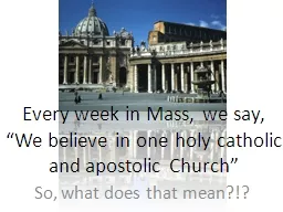 Every week in Mass, we say, “We believe in one holy catho