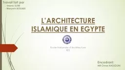 L’ARCHITECTURE ISLAMIQUE EN EGYPTE