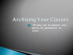 Archiving Your Classes