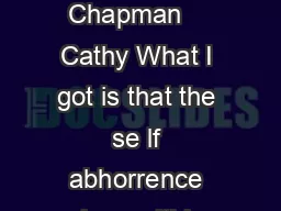 Amma E I Self Abhorrence Through Cathy Chapman    Cathy What I got is that the se lf abhorrence