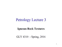 1 Petrology Lecture 3