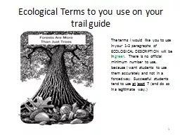 Ecological Terms to you use on your trail guide