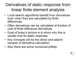 Derivatives of static response from linear finite element a