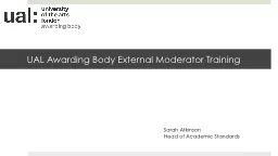 UAL Awarding Body External Moderator Training