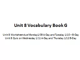 Unit 8 Vocabulary Book G