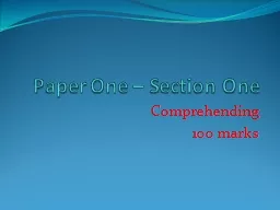 Paper One – Section One