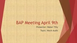 BAP Meeting April 9th