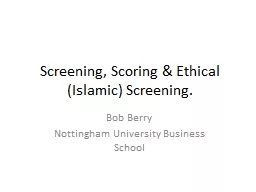 Screening, Scoring & Ethical (Islamic) Screening.