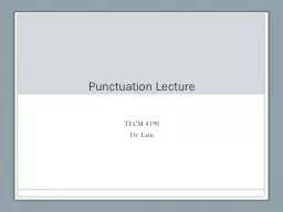 Punctuation Lecture