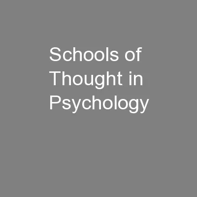 Schools of Thought in Psychology
