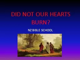 DID NOT OUR HEARTS BURN?