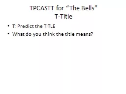 TPCASTT for “The Bells”