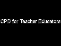 CPD for Teacher Educators