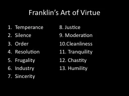 Franklin’s Art of Virtue