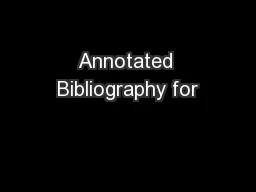 Annotated Bibliography for