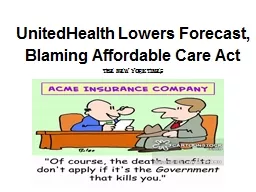 UnitedHealth Lowers Forecast, Blaming Affordable Care Act