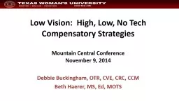 Low Vision:  High, Low, No Tech Compensatory
