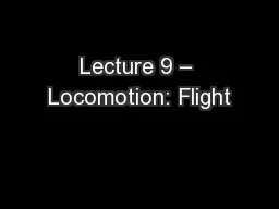 Lecture 9 – Locomotion: Flight