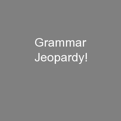 Grammar Jeopardy!
